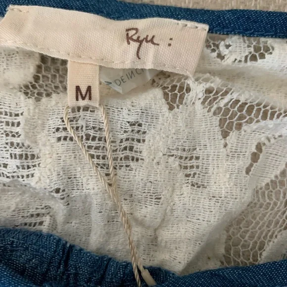 Ryu Blue Jean Jacket with White Lace Accents - Picture 4 of 5